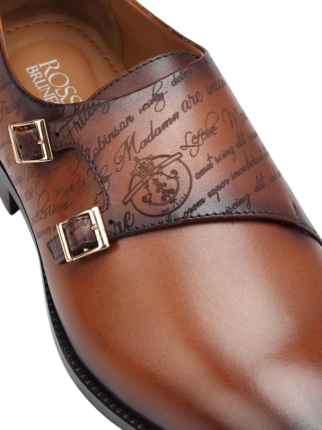 Tan Signato Leather Monk Straps