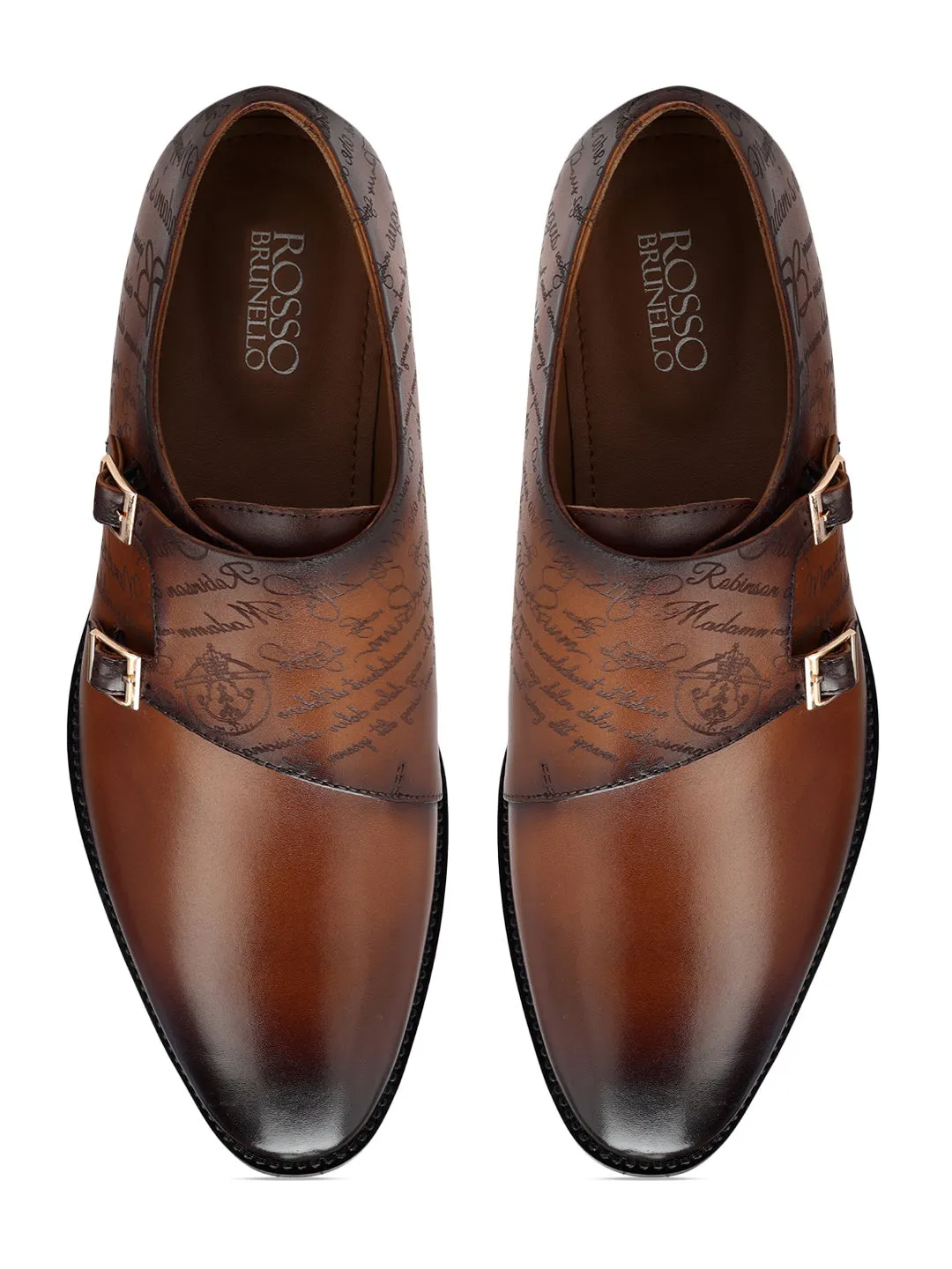 Tan Signato Leather Monk Straps