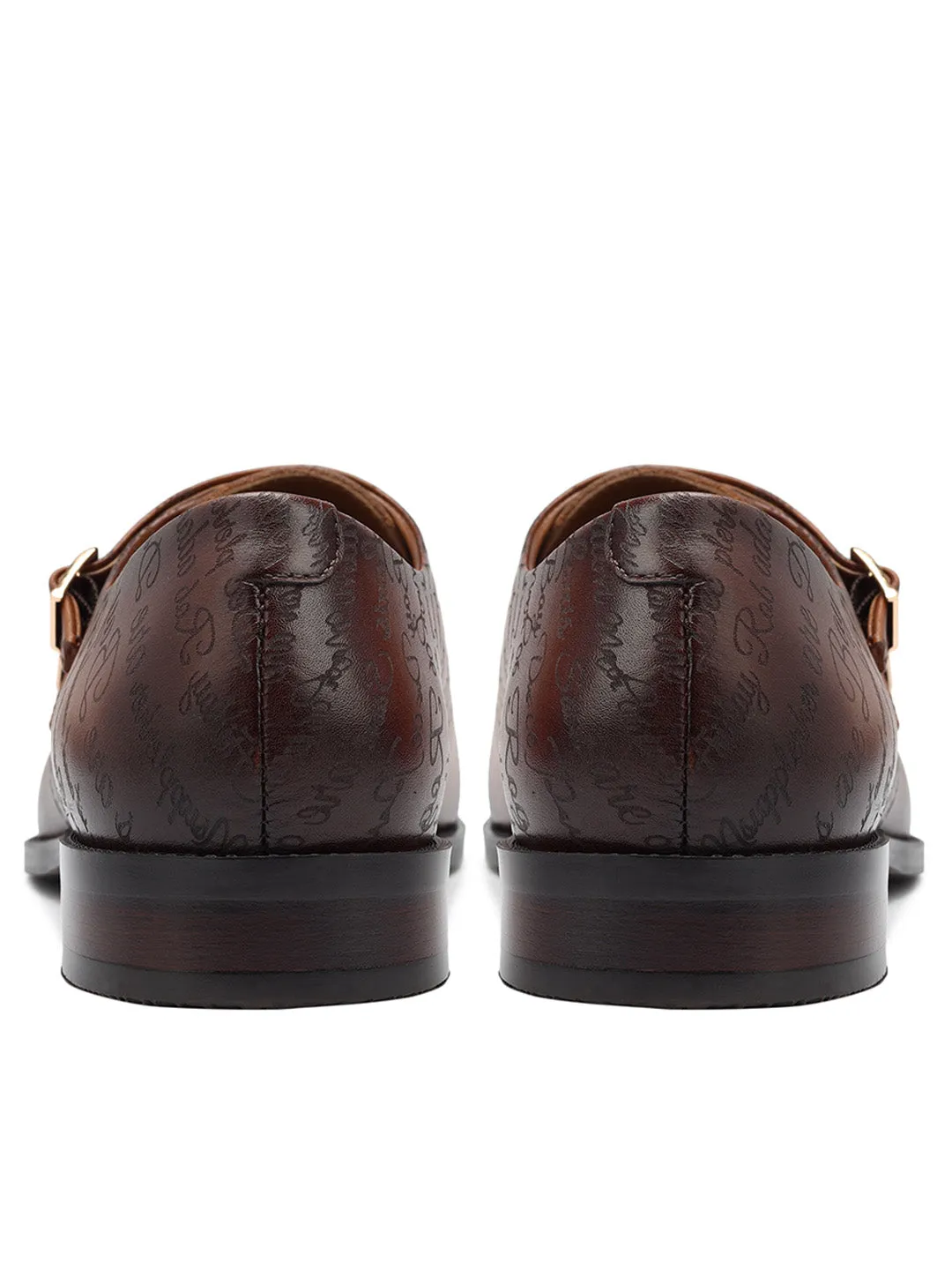 Tan Signato Leather Monk Straps