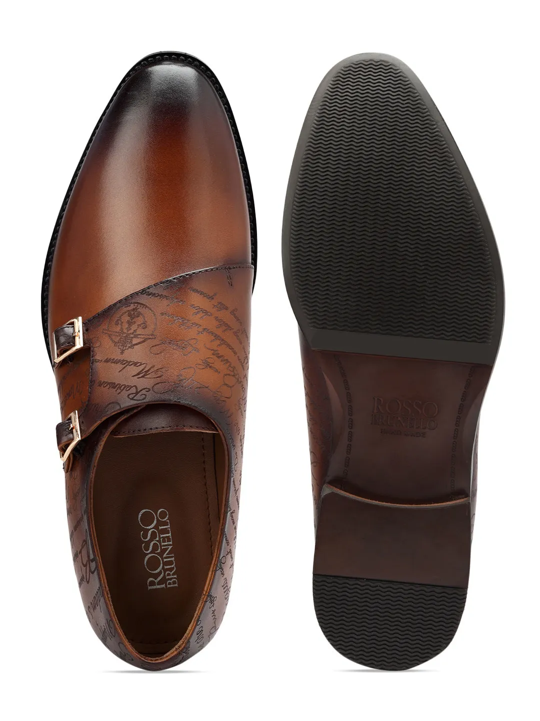 Tan Signato Leather Monk Straps