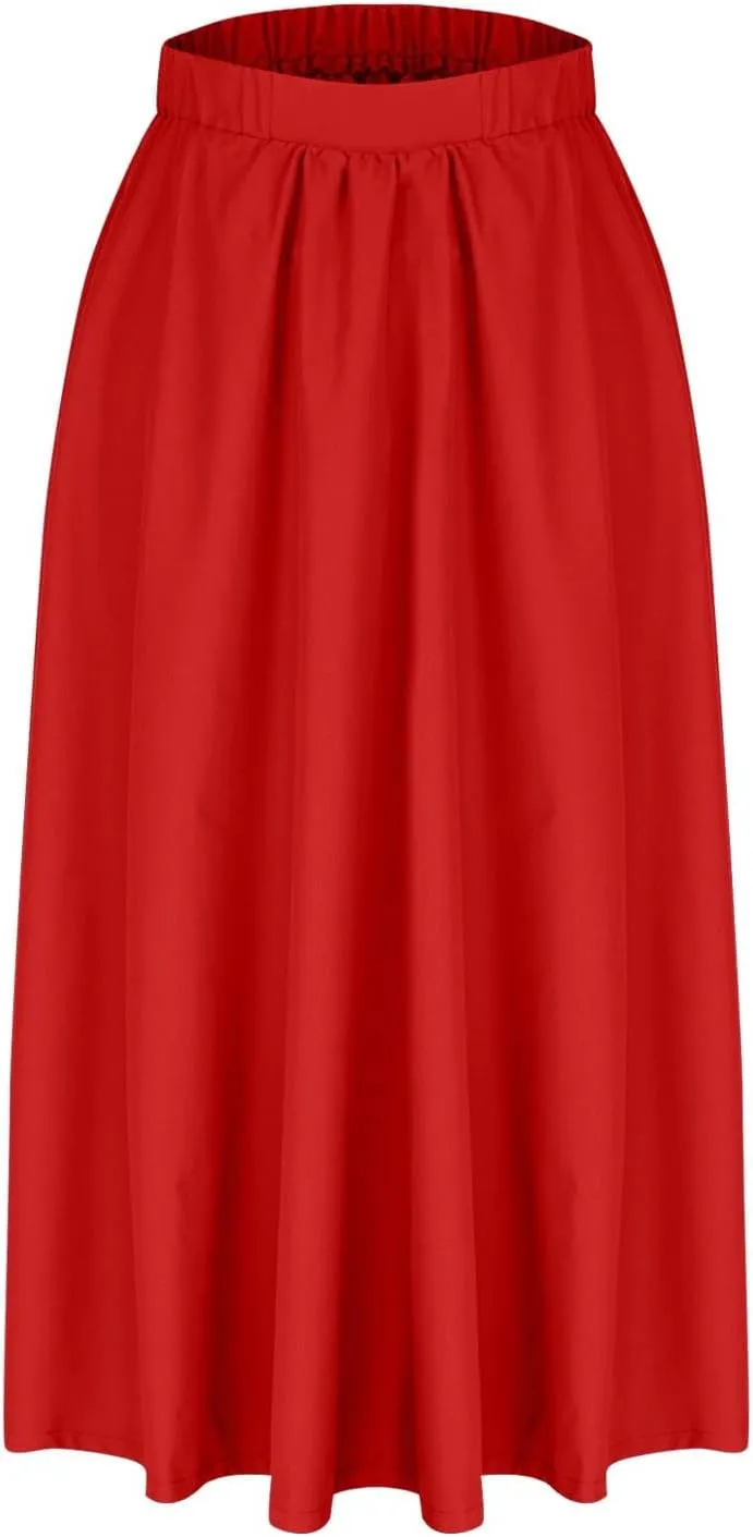 TANGNADE Womens Summer Skirts Casual Trendy High Waisted A Line Flowy Boho Midi Length Ladies Skirt Work Office Outfits