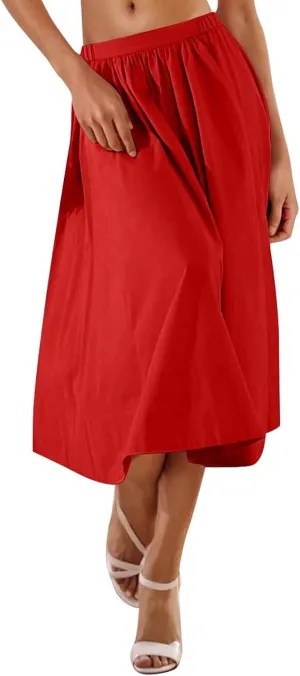TANGNADE Womens Summer Skirts Casual Trendy High Waisted A Line Flowy Boho Midi Length Ladies Skirt Work Office Outfits