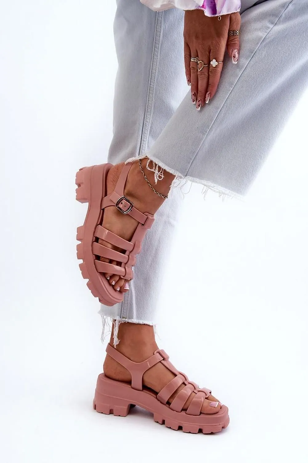 TEEK - Pink Raised Platform Gladiator Sandals