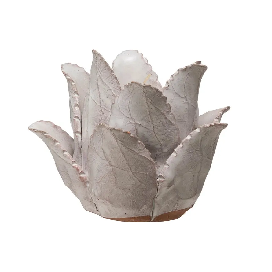 TERRA-COTTA FLOWER TEALIGHT HOLDER