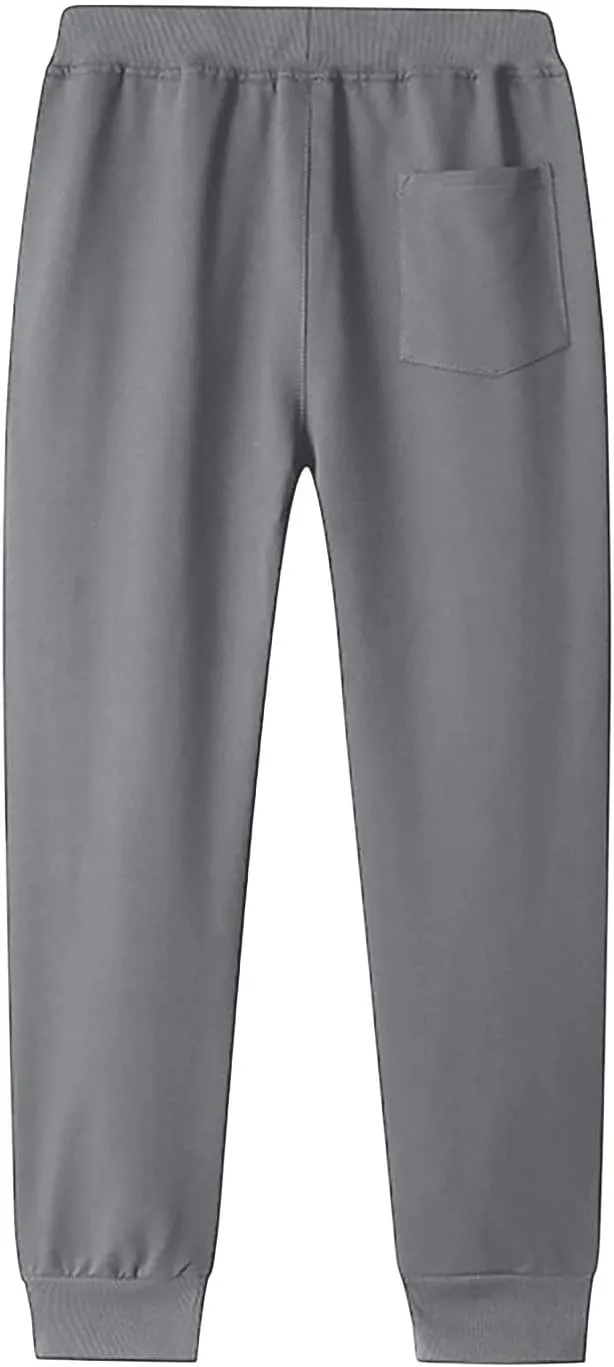 Thin Sweatpants for Men Tapered Joggers Pants with Zip Pockets Drawstring Slim Fit Workout Running Gym Sweat Pants