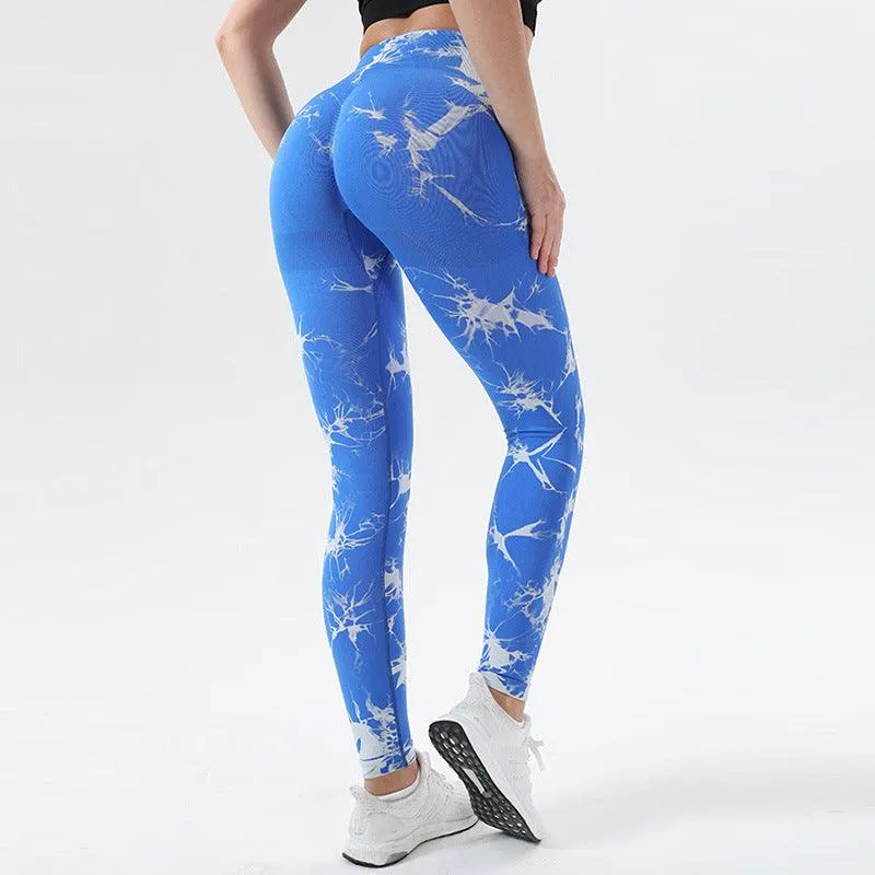 Tie-dye Peach Hip Yoga Pants Plus Size Seamless Hip-lifting Trousers
