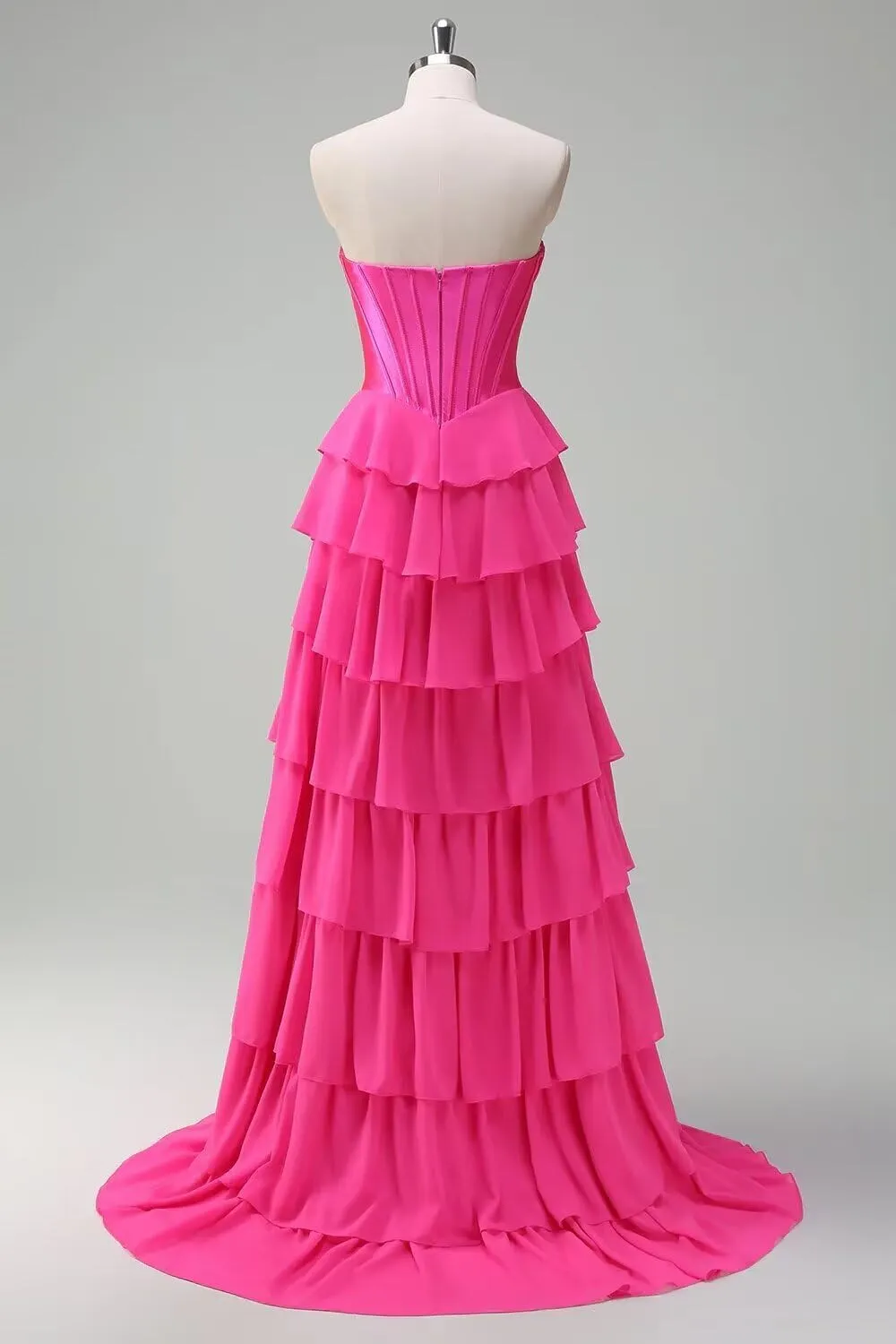 Tiered Prom Dresses Tulle for Women 2025 with Satin Corset Chiffon Ruffle Slit Long Formal Evening Gown