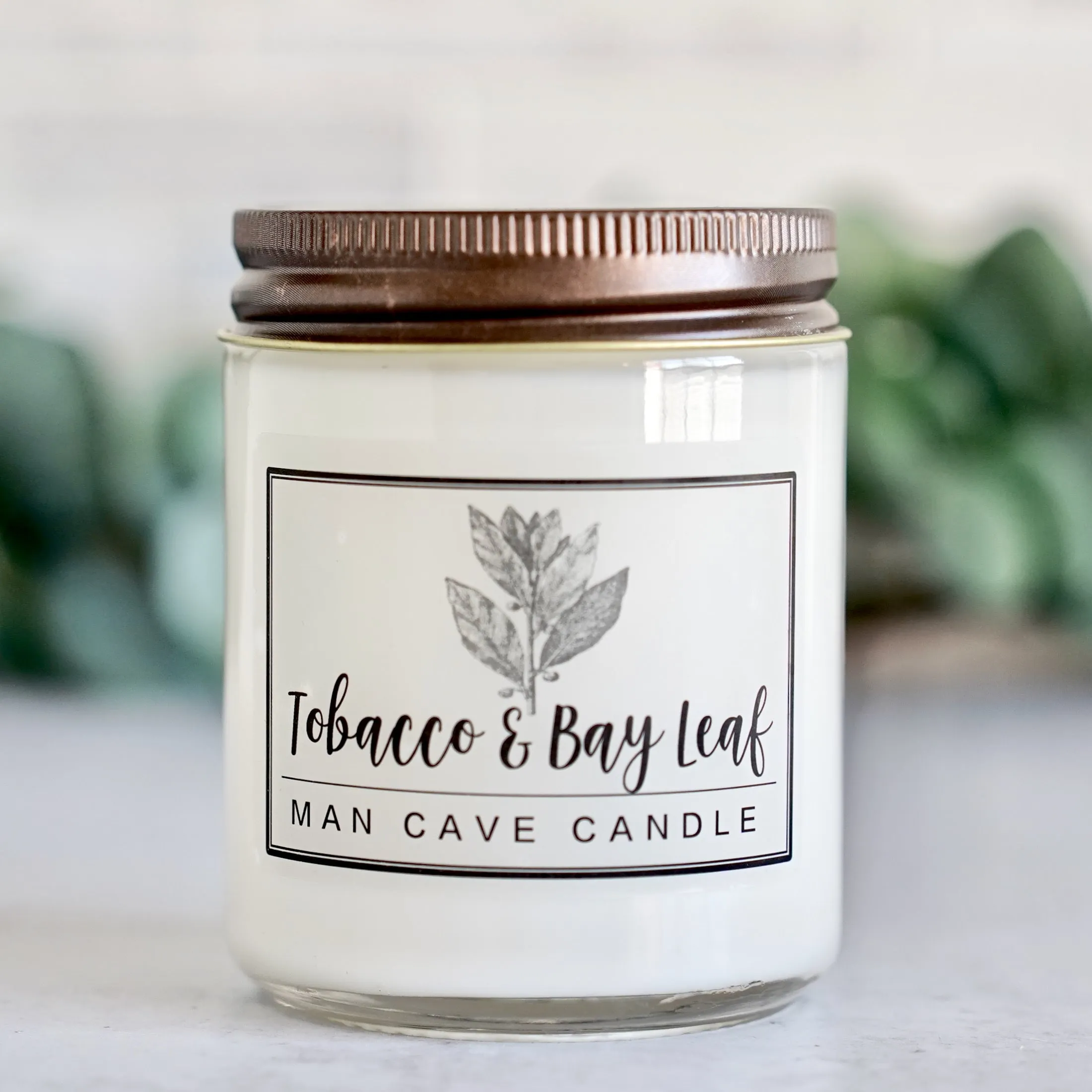 Tobacco and Bay Leaf Essential Oil - 8oz Soy Wax Candle