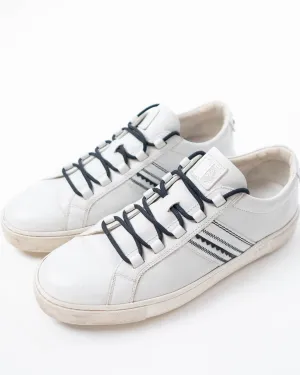 Tods White Leather Embroidery Stitch Panel Lace Up Sneakers