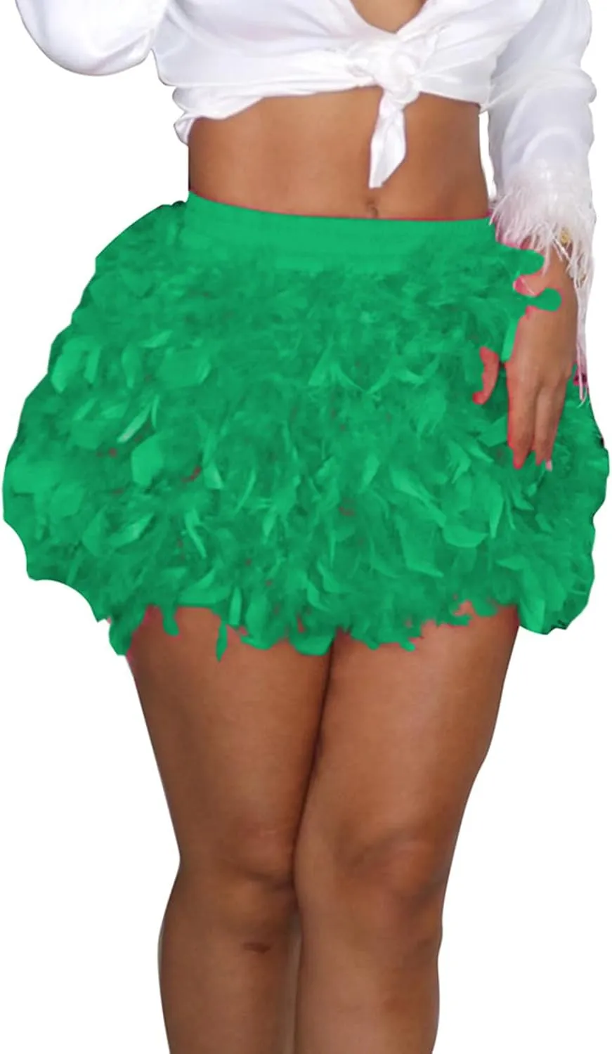 Trendy Skirts European and Women's Turkey Feather Skirt Short Skirt Half Skirt Sexy Skirt Short Suspender Dress
