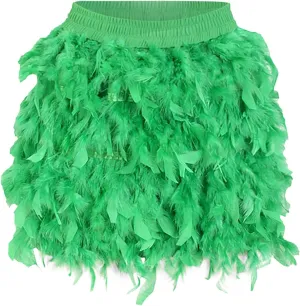 Trendy Skirts European and Women's Turkey Feather Skirt Short Skirt Half Skirt Sexy Skirt Short Suspender Dress
