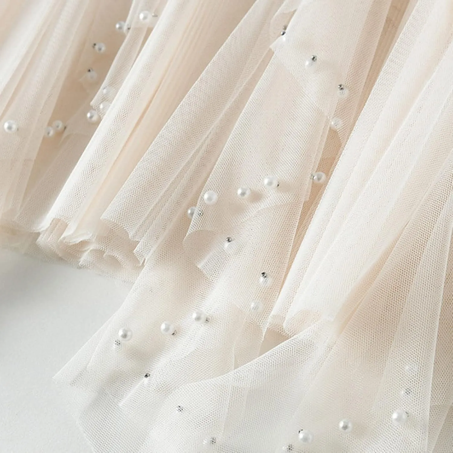 tuduoms Spring Fairy Pleated Tulle Skirts Teen Girls Ruffle Tiered Long Skirts High Waist Party Prom Mesh Flowy Midi Skirt