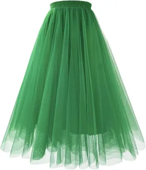 Tulle Maxi Skirt for Women High Waist Layered Mesh Long Skirts Flowy Ballet Party Skirt Trendy 2025