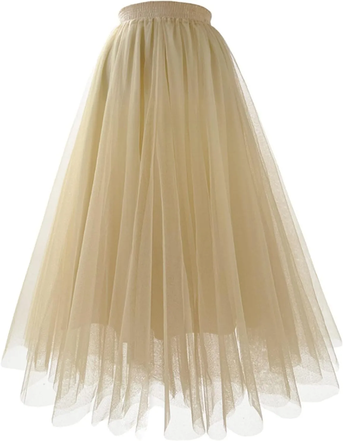 Tulle Maxi Skirt for Women High Waist Layered Mesh Long Skirts Flowy Ballet Party Skirt Trendy 2025