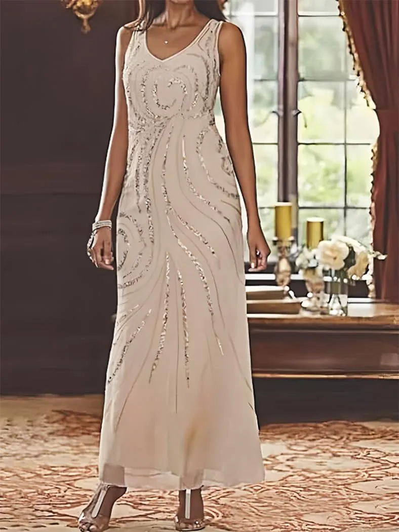 Two Pieces Mother of The Bride Dresses with Jacket Women's Sequins Long Sleeves Formal Evening Gowns WLJ130