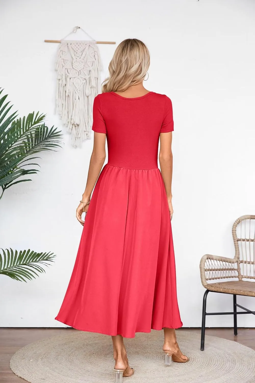 VICHYIE Womens Summer Dresses Cutout One Piece Ribbed Maxi Short Sleeve Casual Flowy A-Line Long Midi Dress