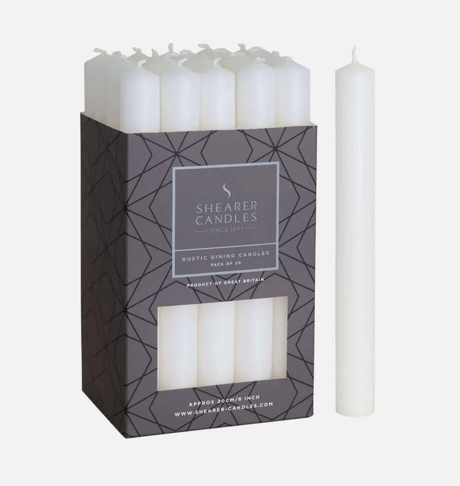 White 8 inch Dinner Candles x 20