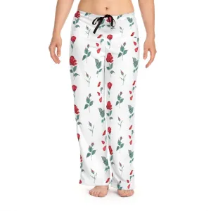 White-Red Roses Unisex Pajama Lounge Yoga Sleep Pants,Gift for Valentines/Anniversary/Christmas/Birthday/Graduation/Housewarming/Wedding/