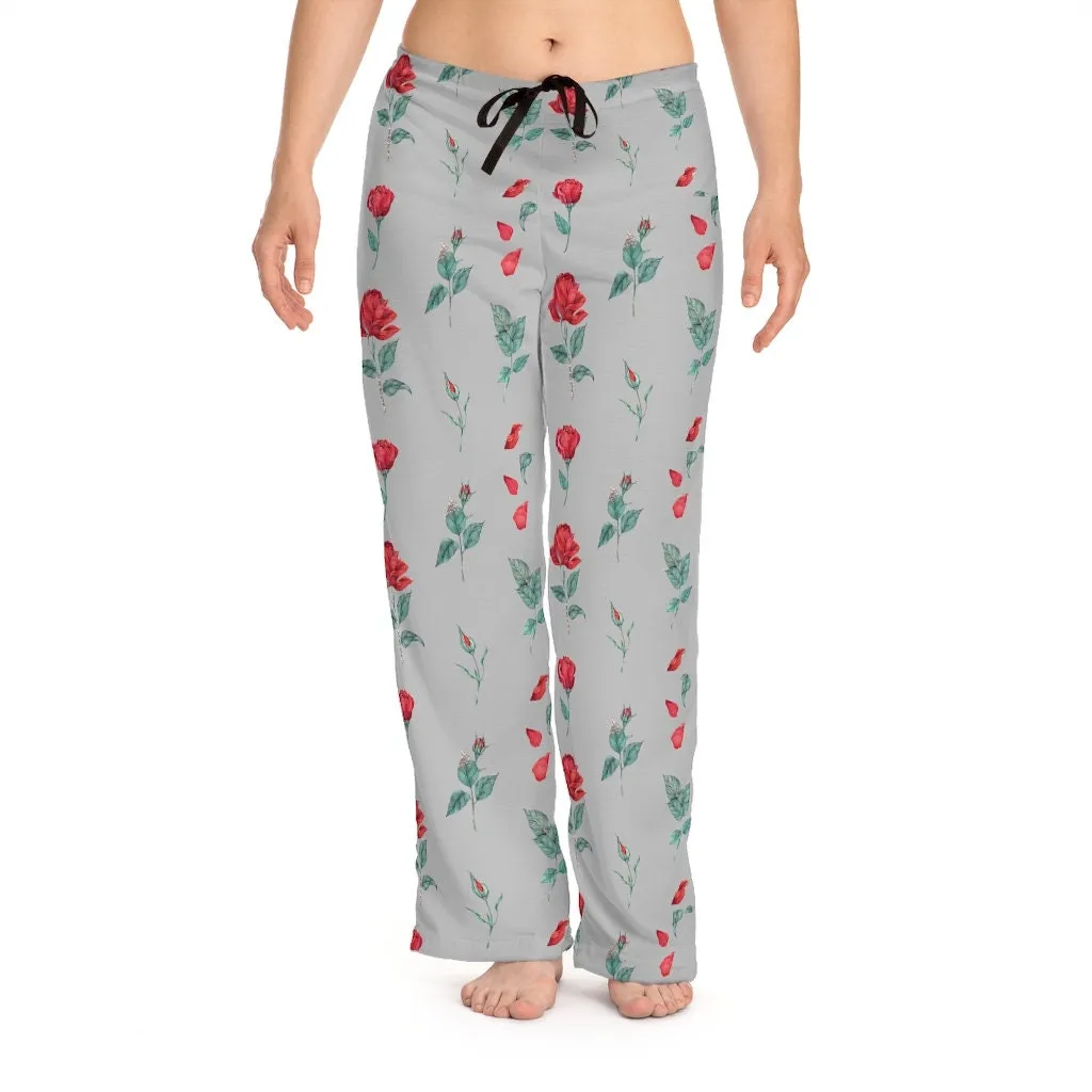 White-Red Roses Unisex Pajama Lounge Yoga Sleep Pants,Gift for Valentines/Anniversary/Christmas/Birthday/Graduation/Housewarming/Wedding/