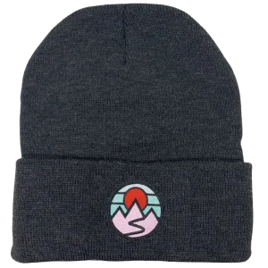 Wide Cuff Beanie w/ Mini Mountains