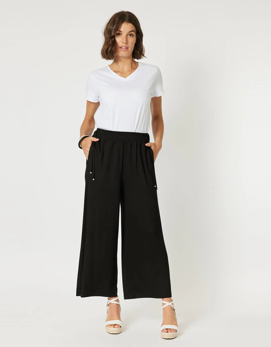 Wide Leg Jersey Pant - Black