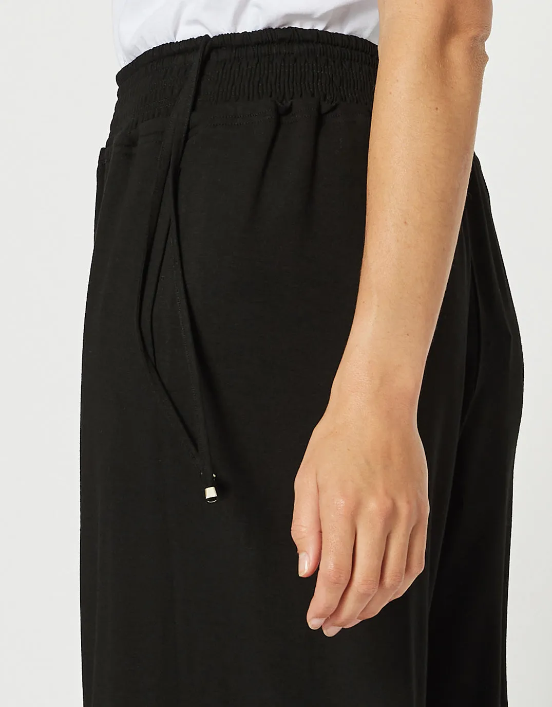 Wide Leg Jersey Pant - Black