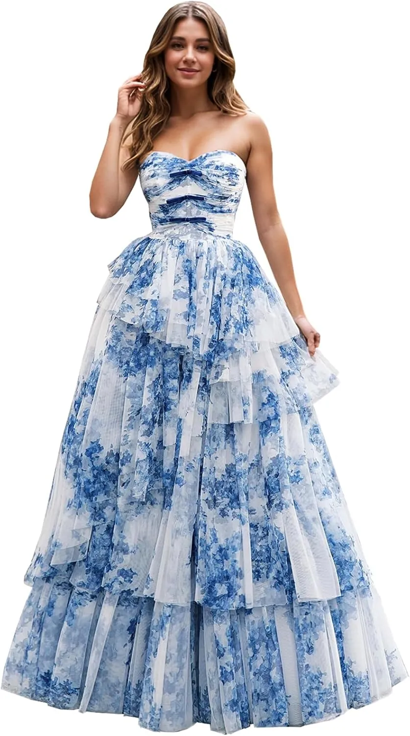 WIOJEIGO Prom Dresses for Women Long A-Line Spaghetti Straps Formal Dress 2025 with Slit Chiffon Ruched Evening Dress