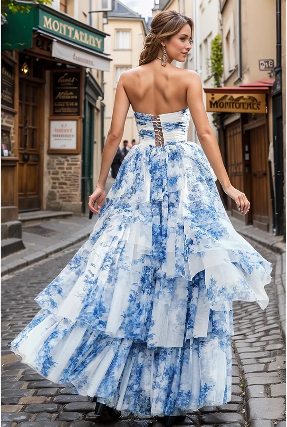 WIOJEIGO Prom Dresses for Women Long A-Line Spaghetti Straps Formal Dress 2025 with Slit Chiffon Ruched Evening Dress