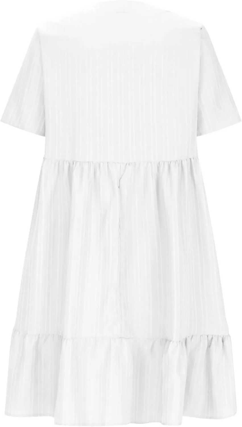 Wkishenl Summer Dresses for Women 2025 Vacation Trendy Short Sleeve V Neck Mini T Shirt Dress Pleated Ruffle Beach Sundresses
