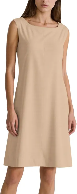 Women Cotton Linen Sleeveless Tank Dress Loose Crew Neck Knee Length Dress Summer Solid Color Casual Midi Dresses
