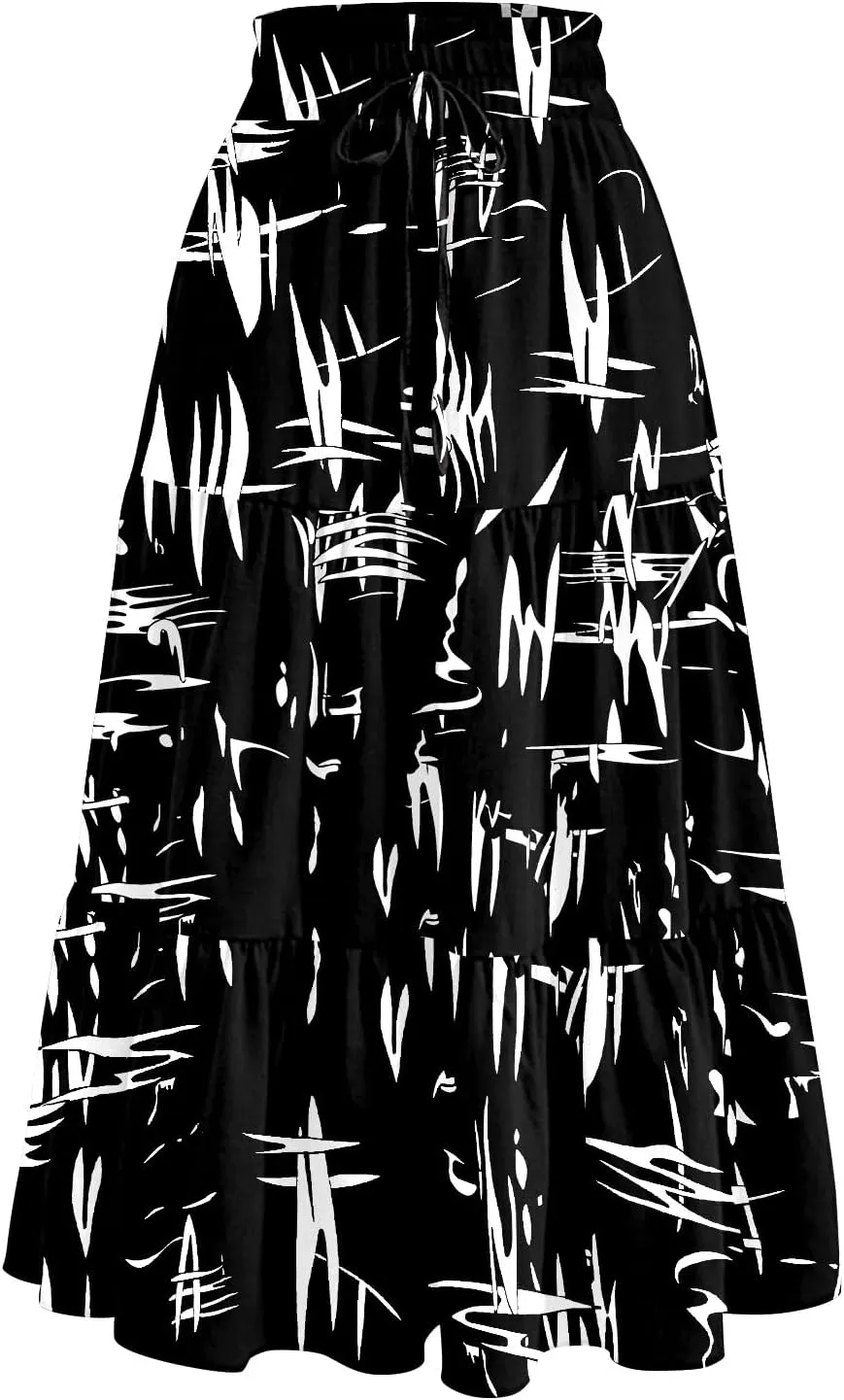 Women High Waisted Boho Floral Flowy Midi Skirt 2025 Trendy Summer Fall Casual Pleated A Line Cute Print Long Skirts
