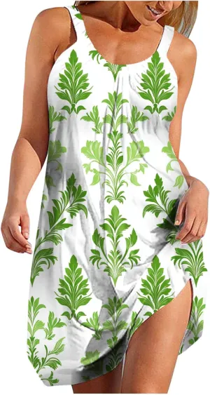 Women Loose Mini Dress Summer Sexy Casual Beach Dresses 2025 Trendy Tropical Print Floral Sundress Resort Wear