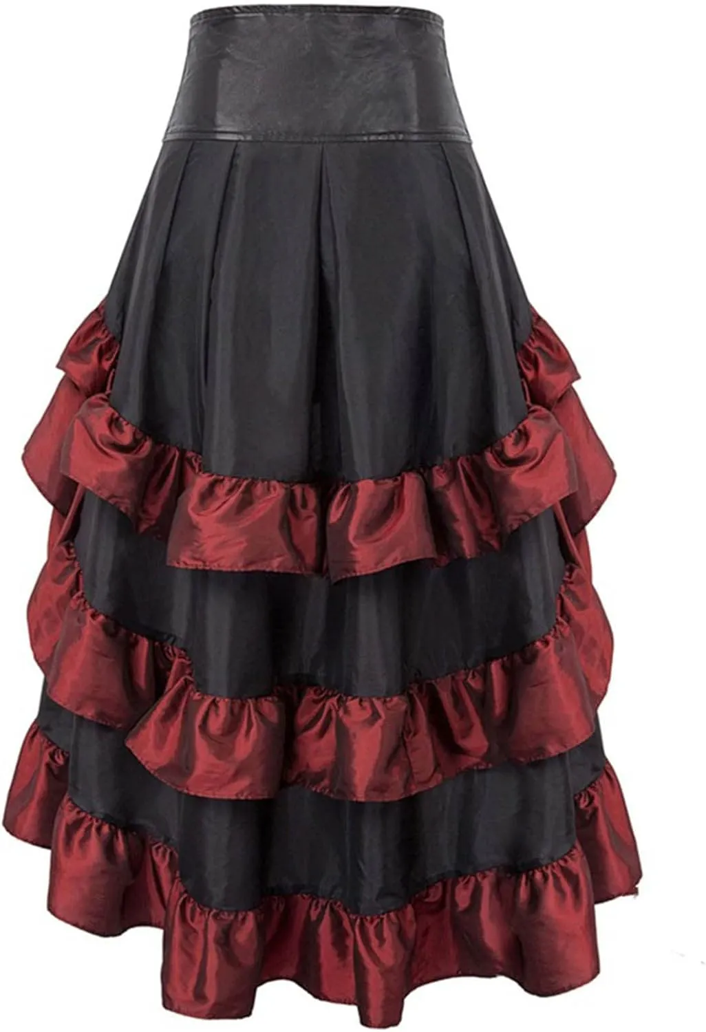Women Renaissance Pirate Party Skirts Steampunk High Waist Ruffle Hem Skirt High Waisted Plus Size Dress
