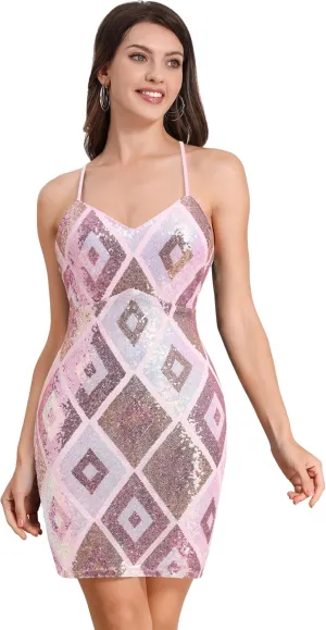 Women Sparkly Sequin Tight Homecoming Dresses Short for Teens HOCO Dance Prom Night Club Cocktail Party Bodycon Mini Dres