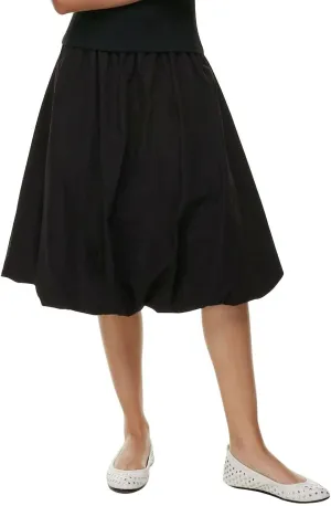 Women Y2K Bubble Midi Skirt Elastic High Waist A-Line Pleated Skirts Summer Ruffle Hem Puffy Short Skirts Streetwear