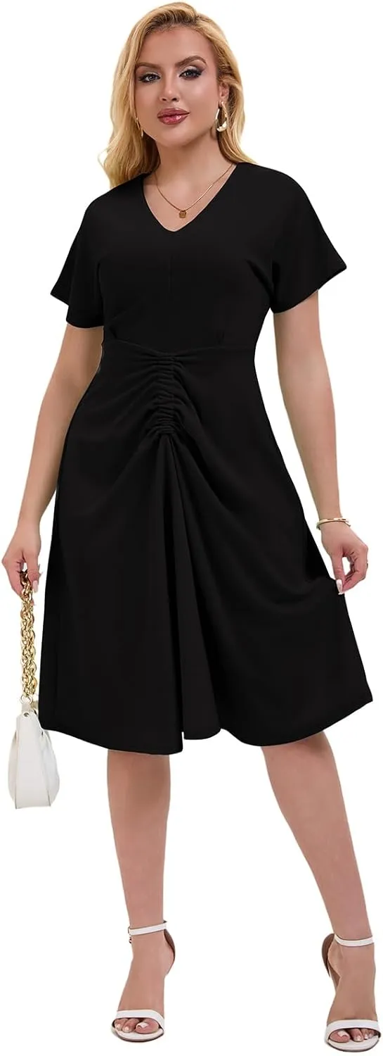 Women's 2025 Summer Formal Dresses Elegant Evening Party Cocktail Sexy Ruched Wedding Guest Maxi Dress