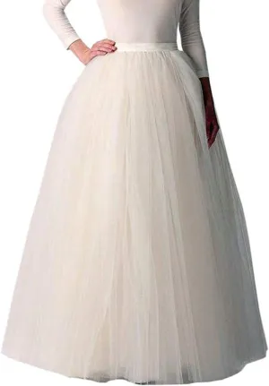 Women's A-Line High Waisted Midi Skirt Skirts for Women Pleated Princess Mesh Women Skirt Dancing Skirt Circle