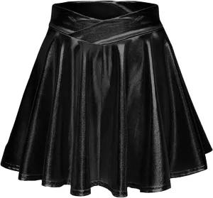 Womens A Line Mini Skort 2025 Carnival Party Dance Skirts Sparkly Shiny Solid Pleated Skirts Sexy Ruffles Tutu Skirt