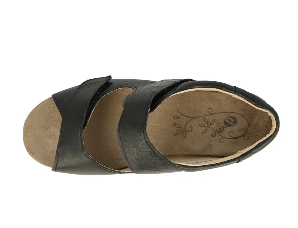 Womens Adjustable Bliss 2 Black Leather Sandals