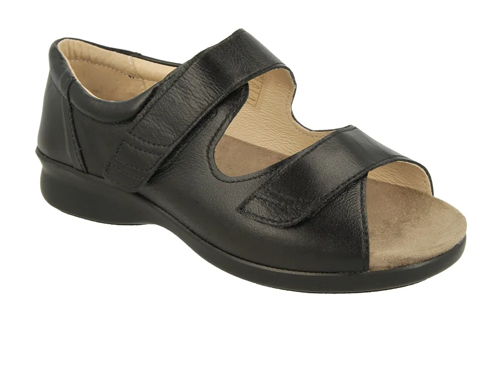 Womens Adjustable Bliss 2 Black Leather Sandals