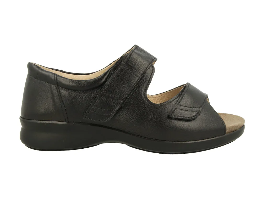 Womens Adjustable Bliss 2 Black Leather Sandals