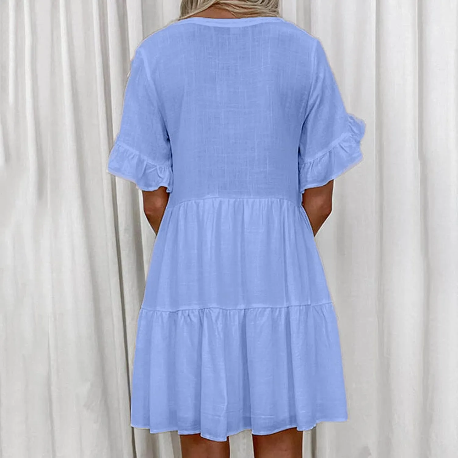 Women's Babydoll Ruffle Spring Dress Floral Pirnt Short Mini Dress V Neck Tiered Causal Dresses Cute Fashion Outfits 2023