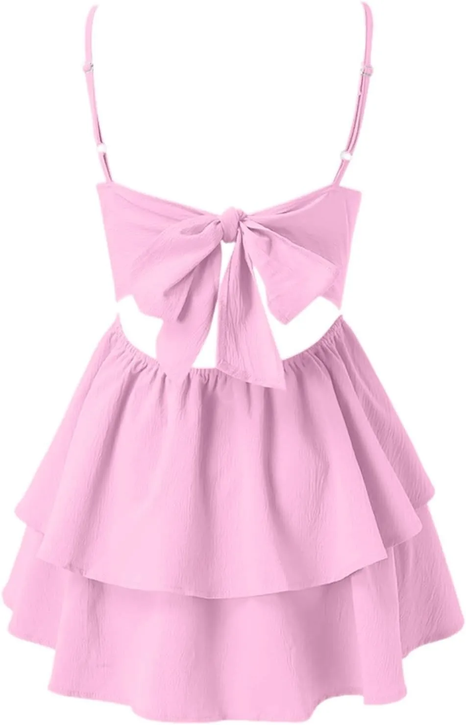 Women's Backless Bow Tie Short Dress 2025 Summer Models Sexy Halter Homecoming Dresses Ruffle Hem Daily Mini Dress