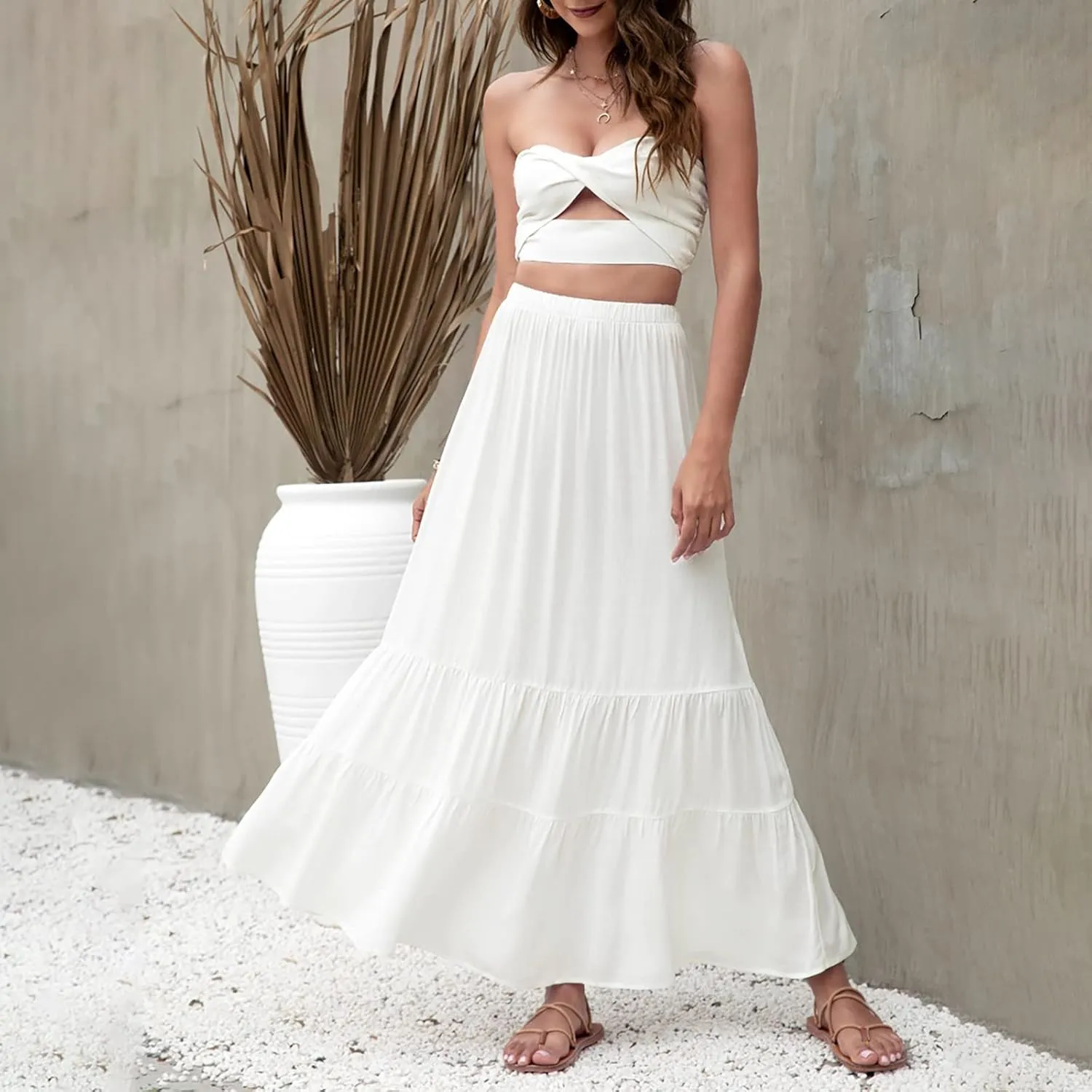 Women's Basic Pencil Skirts Women's High Waisted Tie Wrap Midi Skirts Fashion Skirts High Waist Mid Skirt Casual