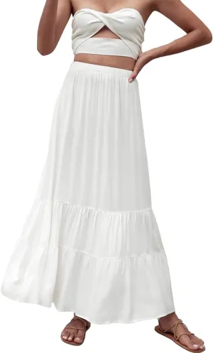 Women's Basic Pencil Skirts Women's High Waisted Tie Wrap Midi Skirts Fashion Skirts High Waist Mid Skirt Casual