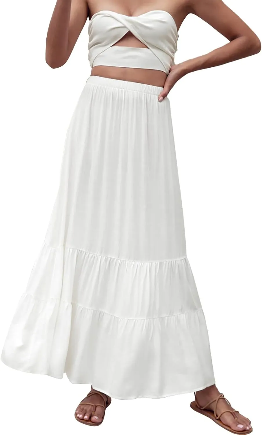 Women's Basic Pencil Skirts Women's High Waisted Tie Wrap Midi Skirts Fashion Skirts High Waist Mid Skirt Casual
