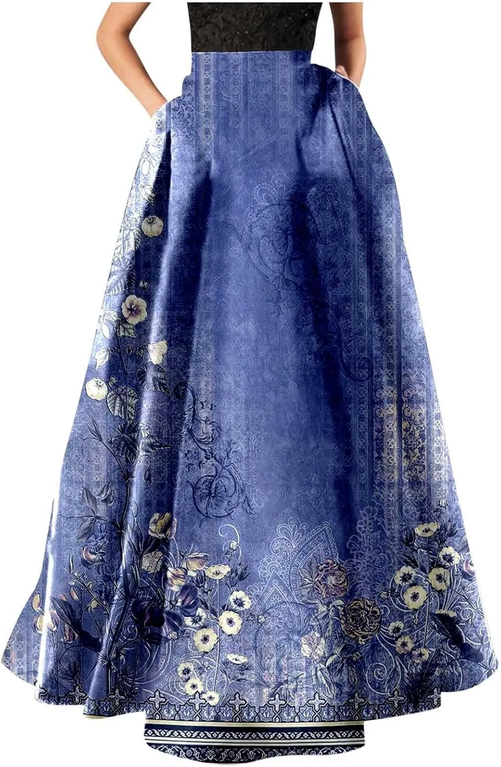 Womens Bohemian Flowy Floral Print Boho Long Maxi Skirts for Women Trendy Summer Casual Pleated Skirt Dress 2025