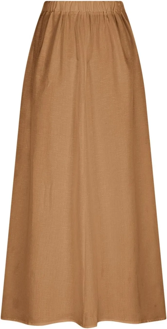 Women's Bohemian Skirts Solid Plus Size Loose Comfy Skirt Casual Dress Skirts High Waist Long Skirt with Pockets