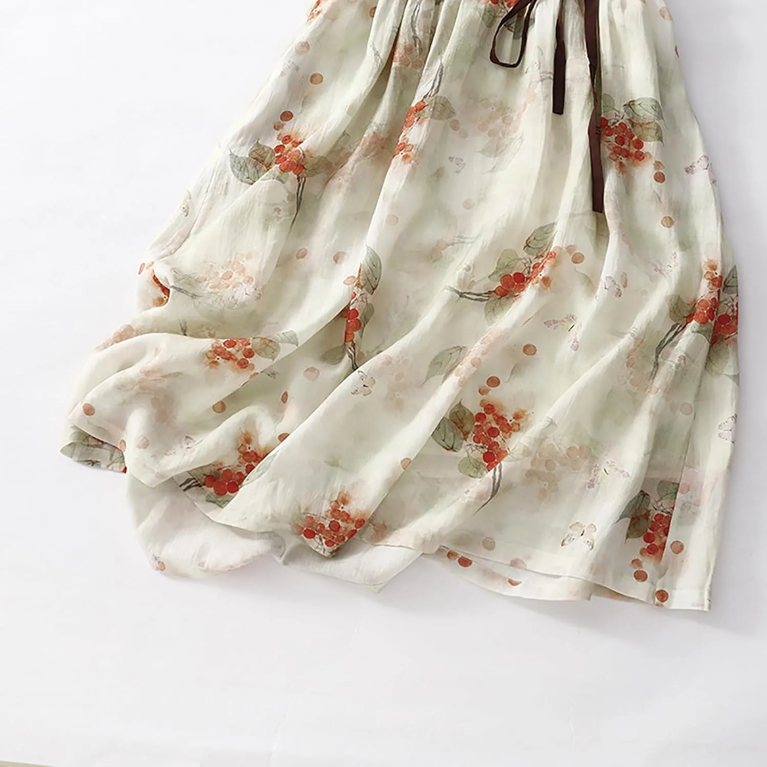 Womens Boho Floral Dresses Cotton Linen Short Sleeves Maxi Swing Dress, Summer Dress for Women 2024 Beach Sundress