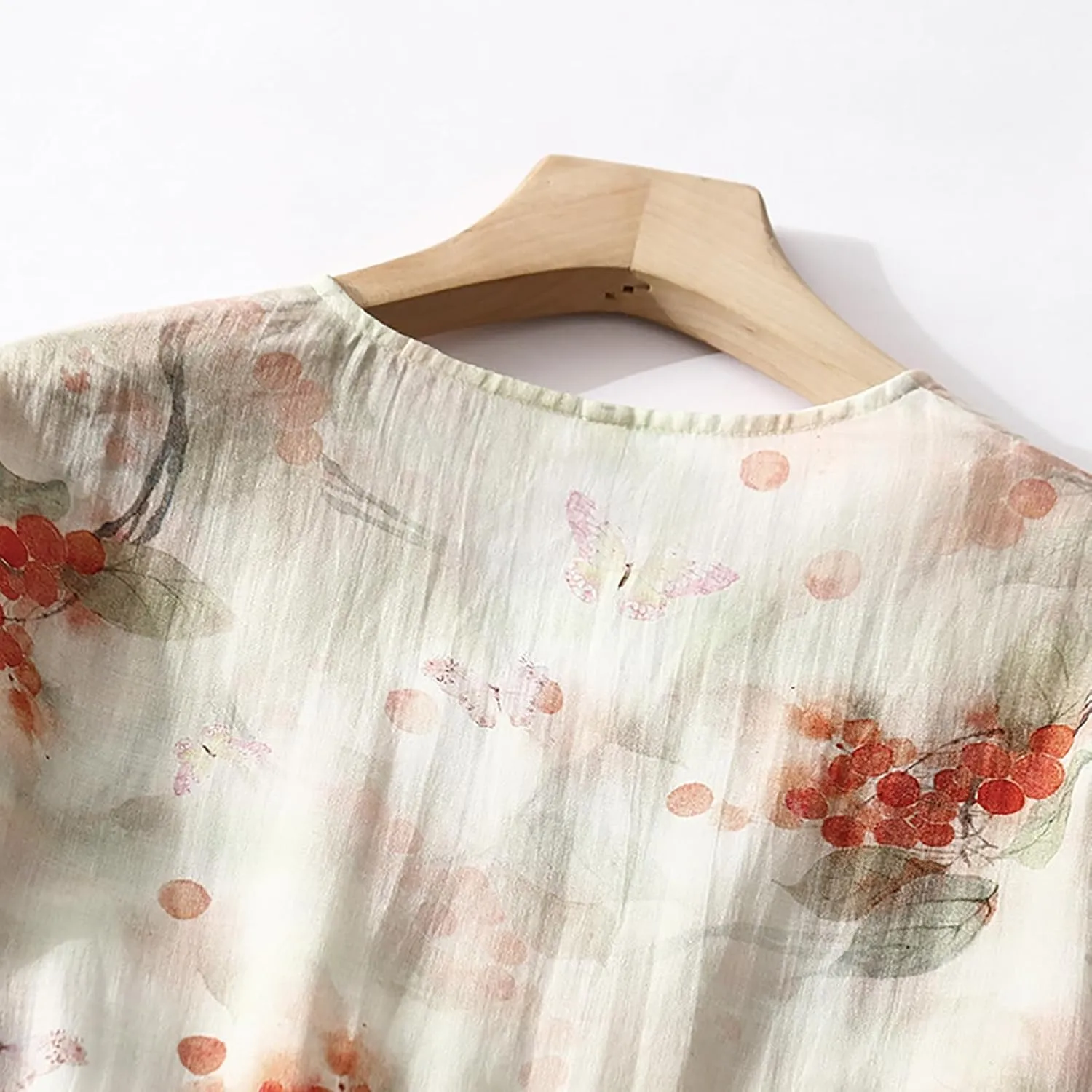 Womens Boho Floral Dresses Cotton Linen Short Sleeves Maxi Swing Dress, Summer Dress for Women 2024 Beach Sundress